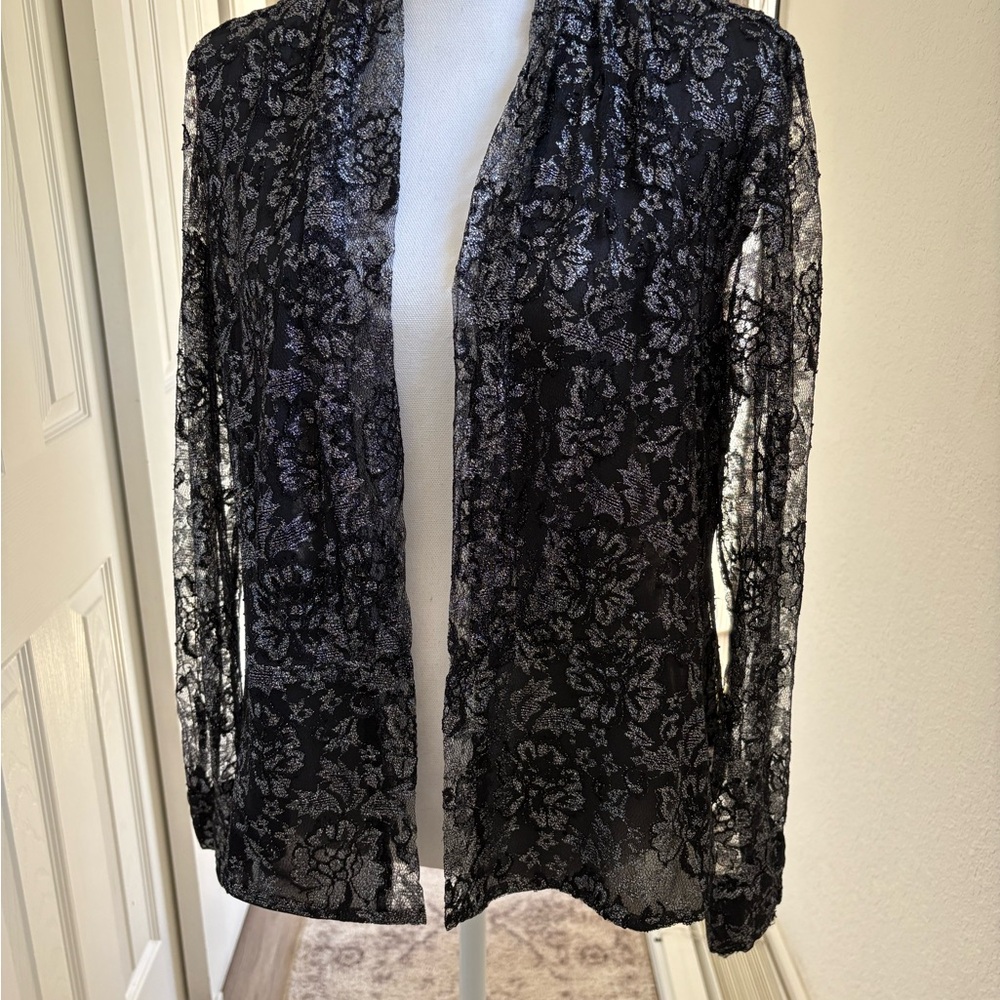 Jones New York 90s style Black Floral Lace Jacket